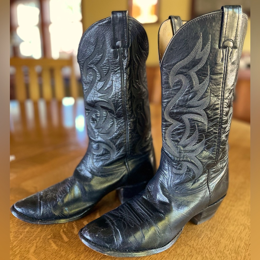 Vintage NOCONA Western Cowboy Boots       Men’s 10   Black Leather - kan…